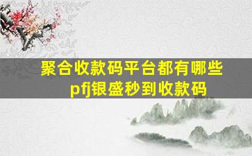 聚合收款码平台都有哪些 pfj银盛秒到收款码